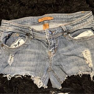 Arden B Blue Distressed Jean Shorts
